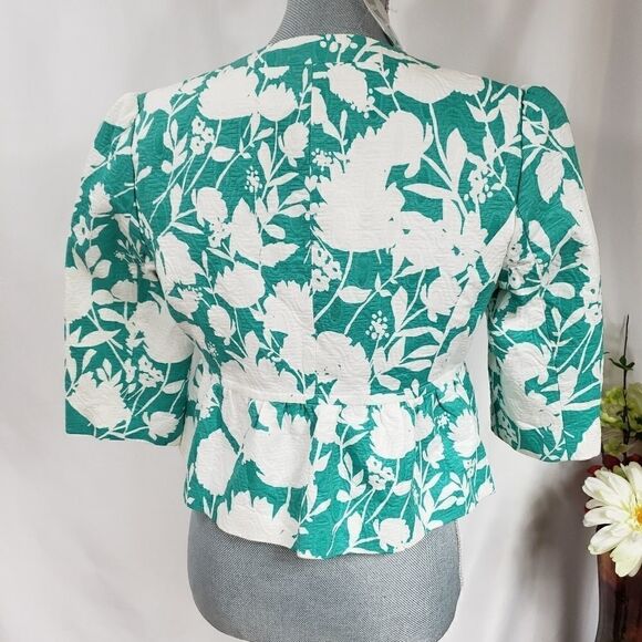 NWOT Gorgeous Chadwicks Seafoam Green Coat with Flower Pattern. Size 4 - Picture 3 of 7
